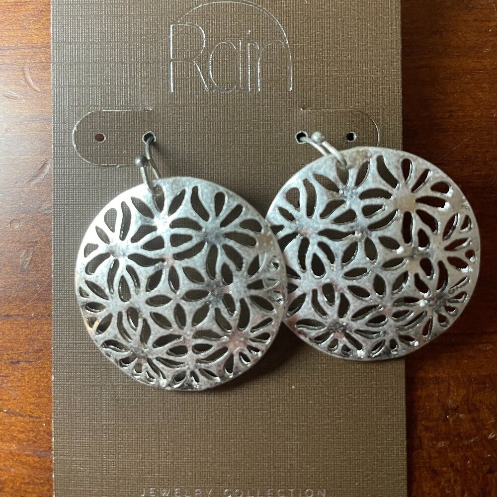 Bundle 3 for 12.  Rain Silver Toned Floral Cut Out Dangle Earrings